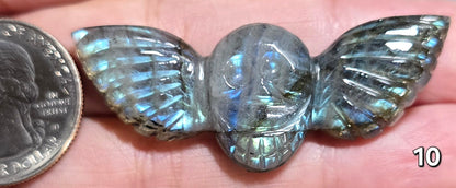 #10 Carved Winged Skull Labradorite Cabochon