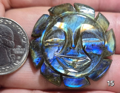 #15 Carved Sun Labradorite Cabochon