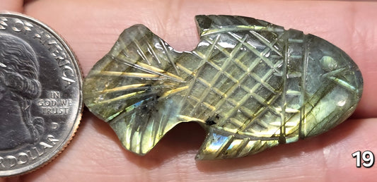 #19 Carved Fish Labradorite Cabochon
