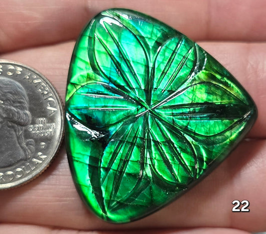 #22 Carved Lotus Labradorite Cabochon