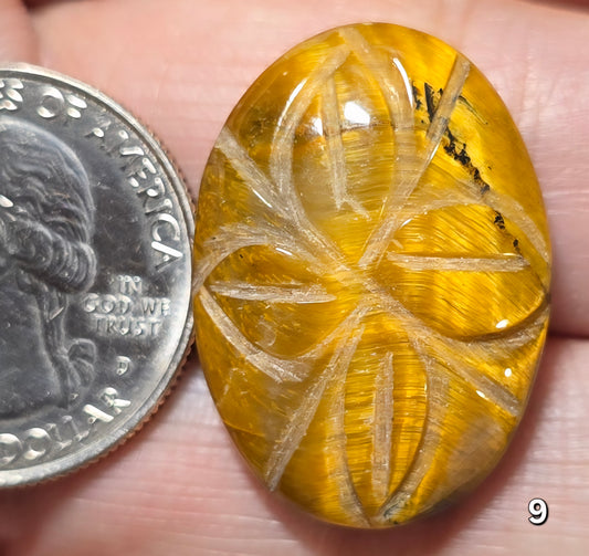 #9 Carved Tiger Eye Cabochon