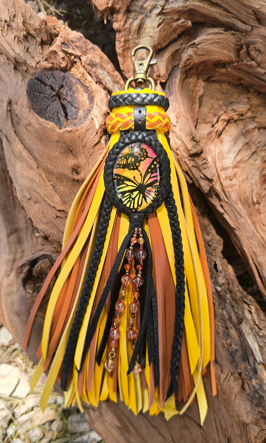 8" Sunfire Monarch Bloom Leather Tassel
