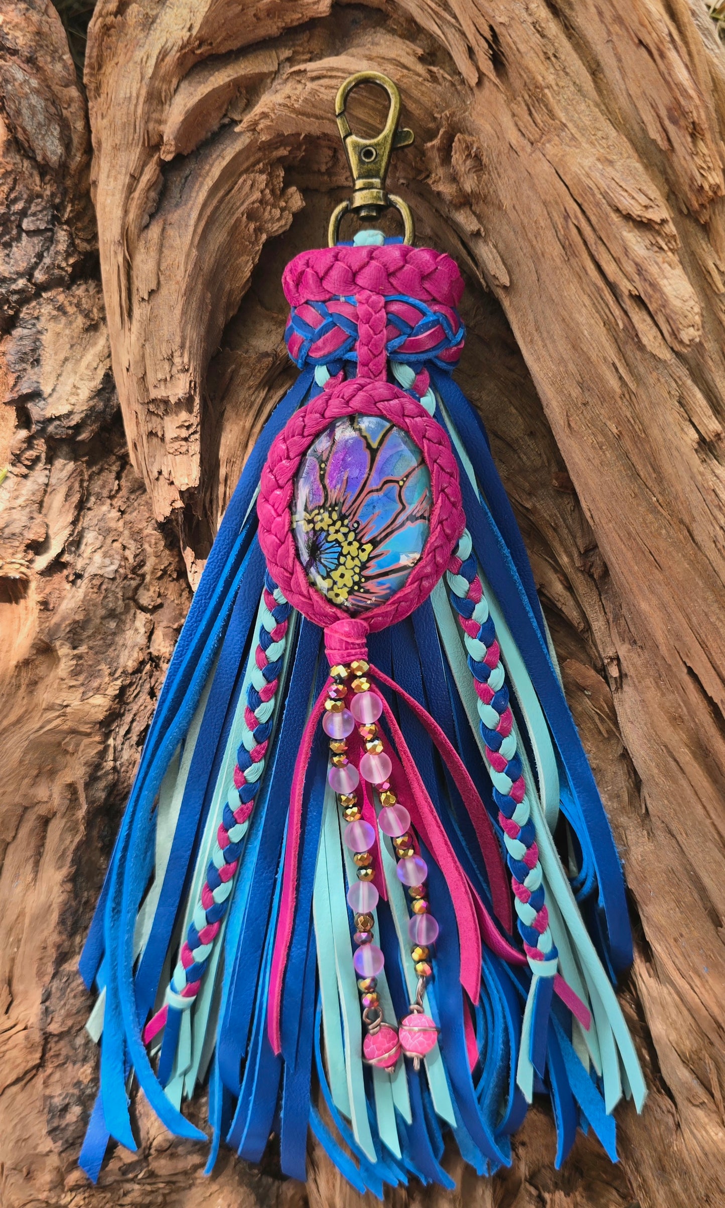 8" Art in Petals Leather Tassel