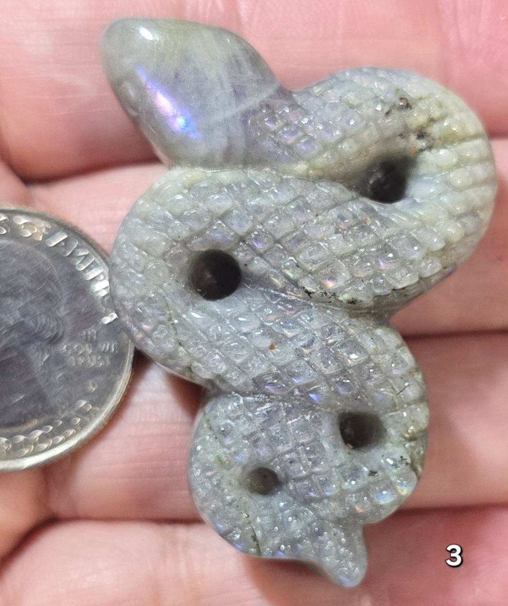 #3 Labradorite Snake Carving