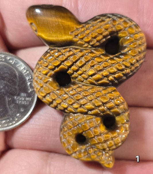 #1 Tiger Eye Snake Carving