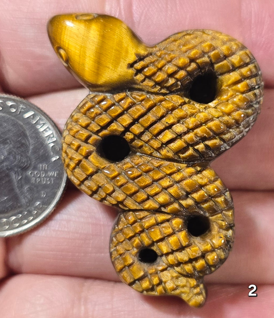 #2 Tiger Eye Snake Carving