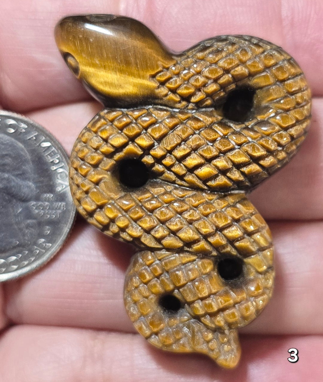 #3 Tiger Eye Snake Carving