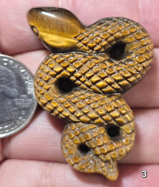 #3 Tiger Eye Snake Carving