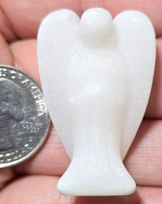Sparkly White Jade Healing Angel Carving