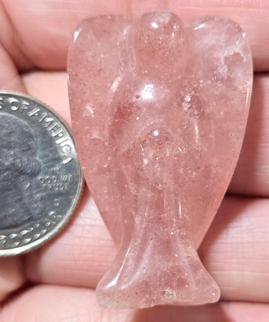 Strawberry Quartz Healing Angel Carving