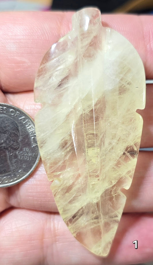 #1 Citrine Leaf Carving