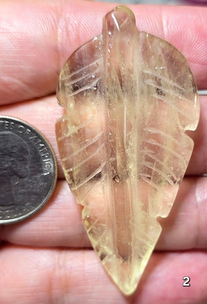 #2 Citrine Leaf Carving