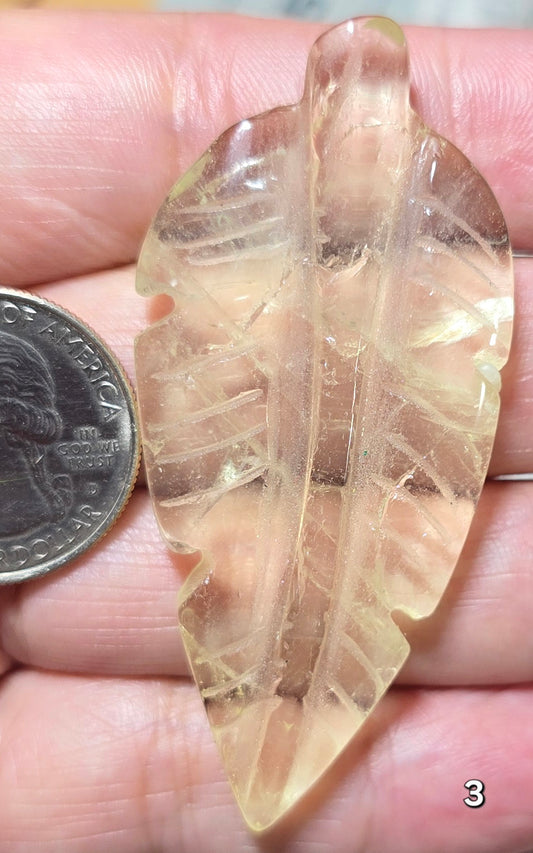 #3 Citrine Leaf Carving
