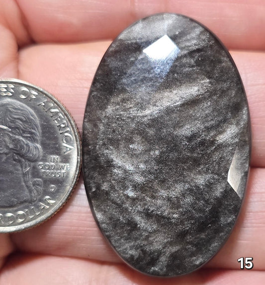 #15 Faceted Silver Sheen Obsidian