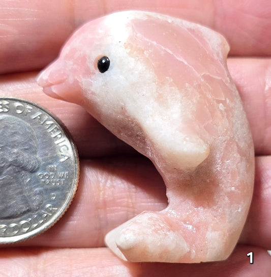 #1 Pink Opal Dolphin Carving