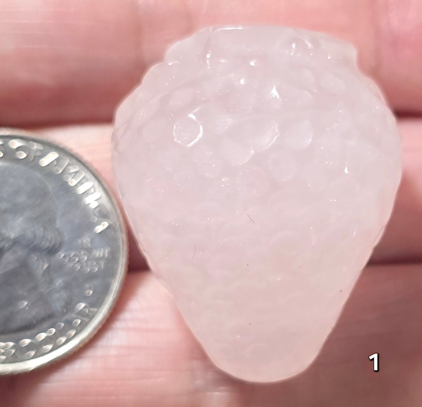 #1 Rose Quartz Strawberry Carving