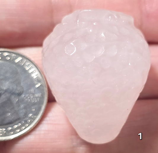 #1 Rose Quartz Strawberry Carving