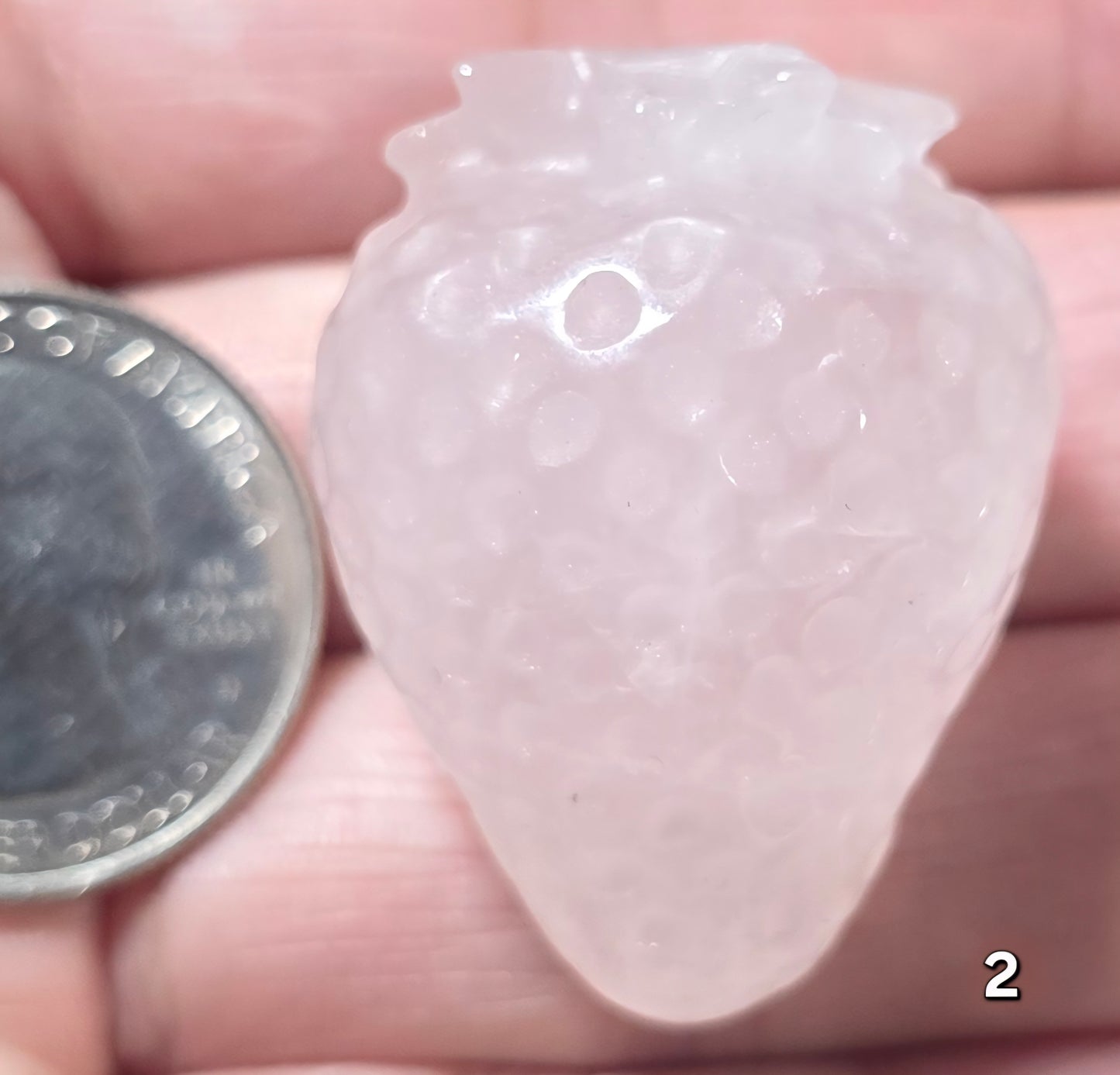 #2 Rose Quartz Strawberry Carving