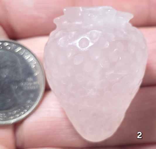 #2 Rose Quartz Strawberry Carving