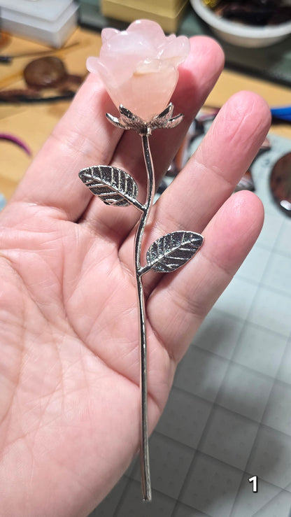 #1 Rose Quartz Long Stem Rose