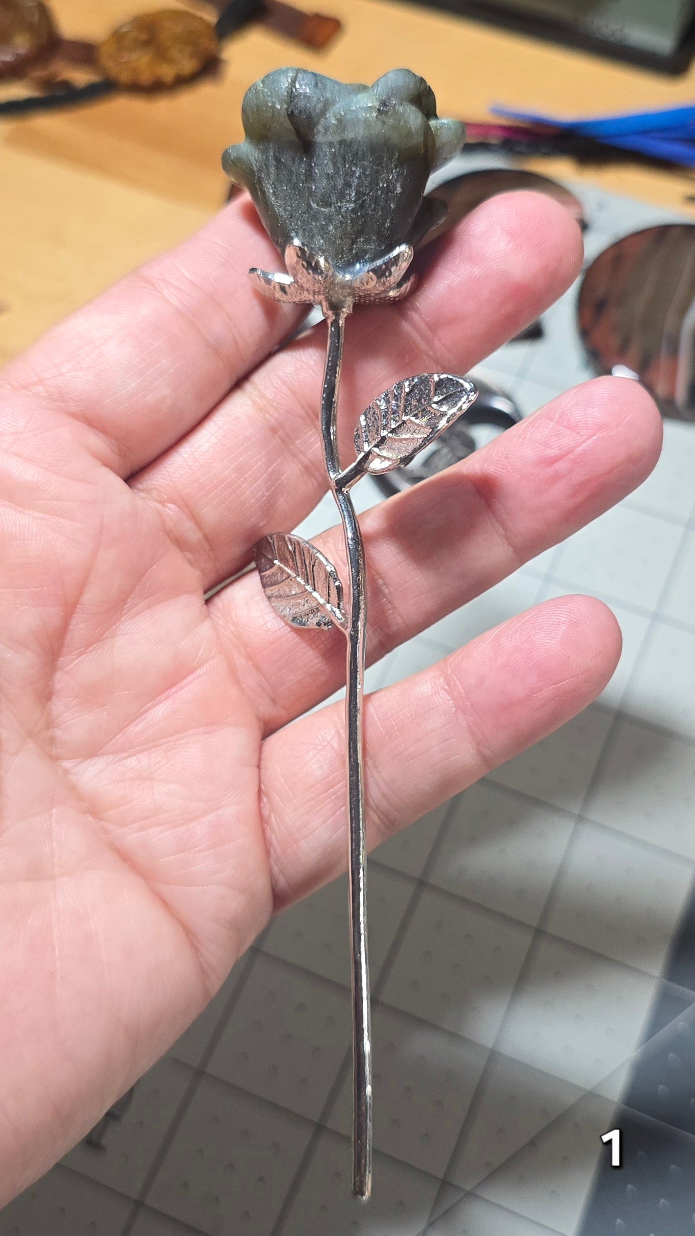 #1 Labradorite Long Stem Rose