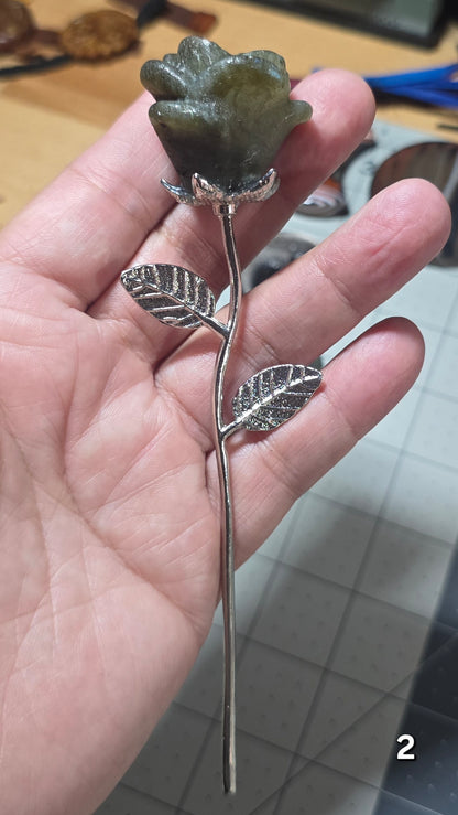 #2 Labradorite Long Stem Rose