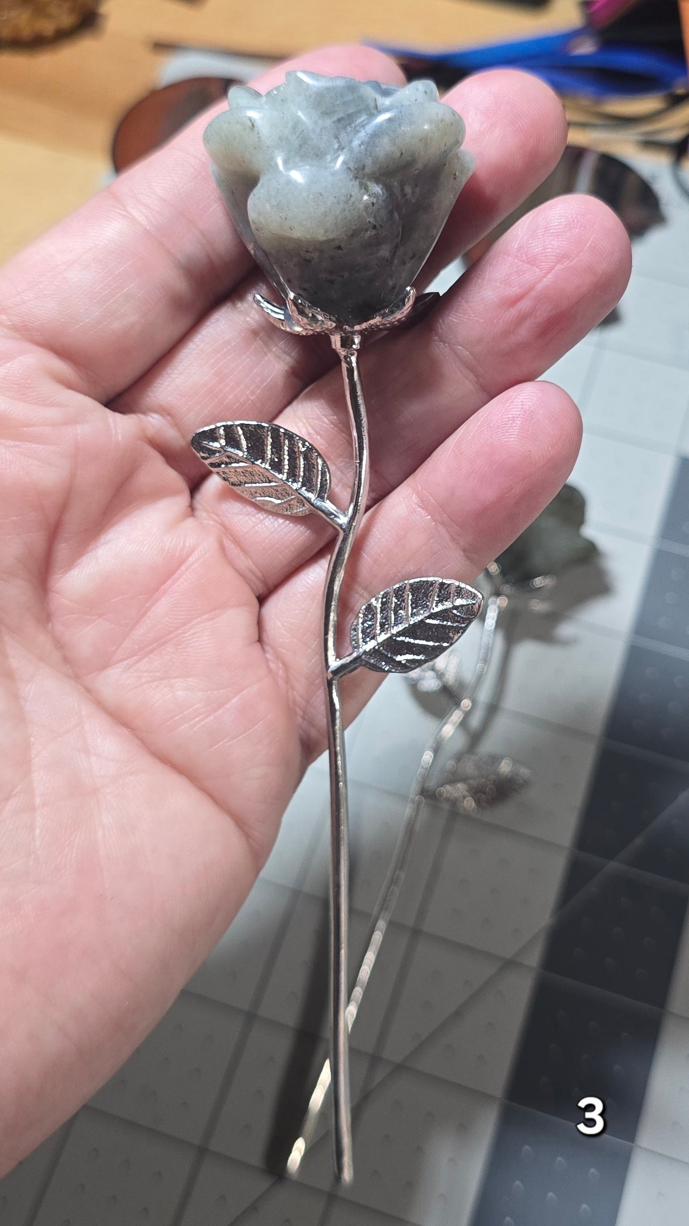 #3 Labradorite Long Stem Rose