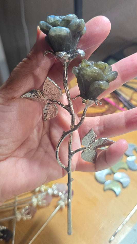 Double Labradorite Long Stem Roses