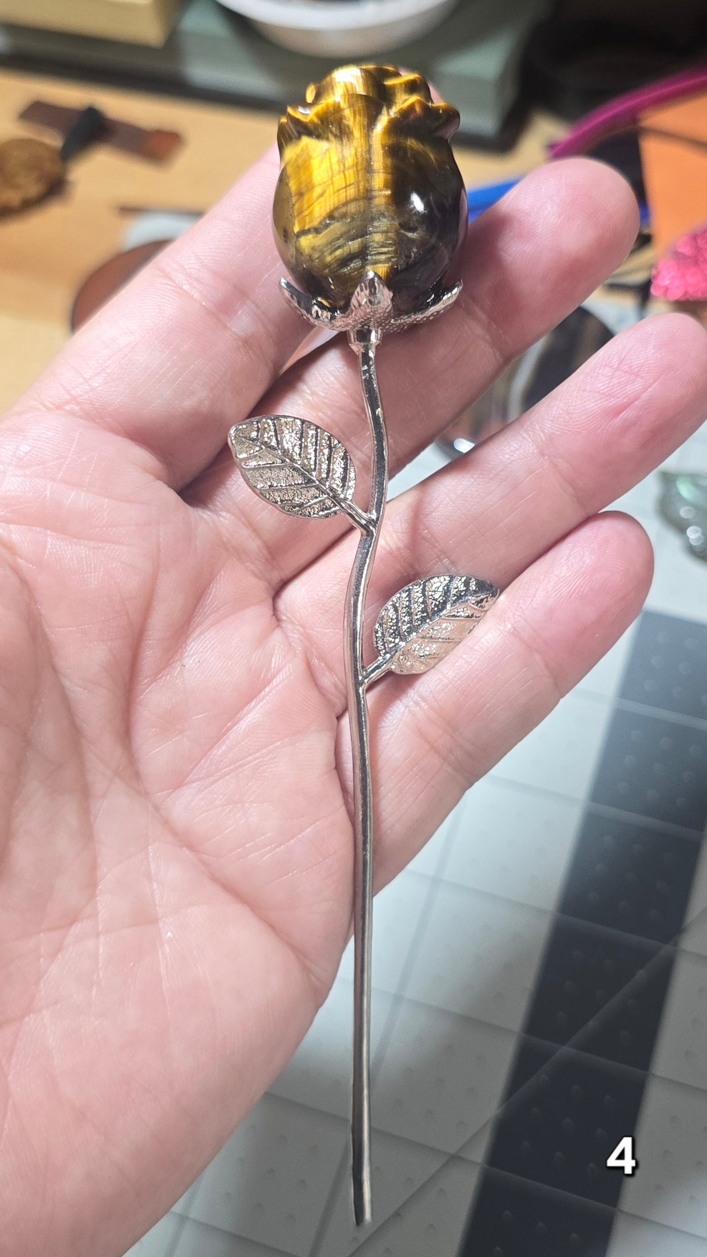#4 Tiger Eye Rose w/Stem