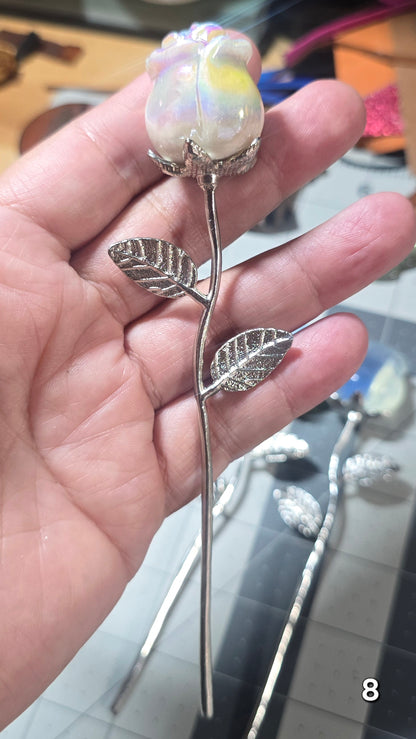 #8 Aura Quartz Rose w/Stem