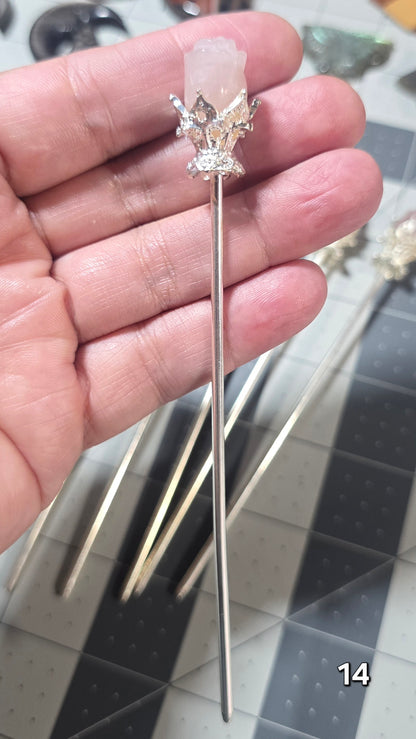 #14 Rose Quartz Hairpin