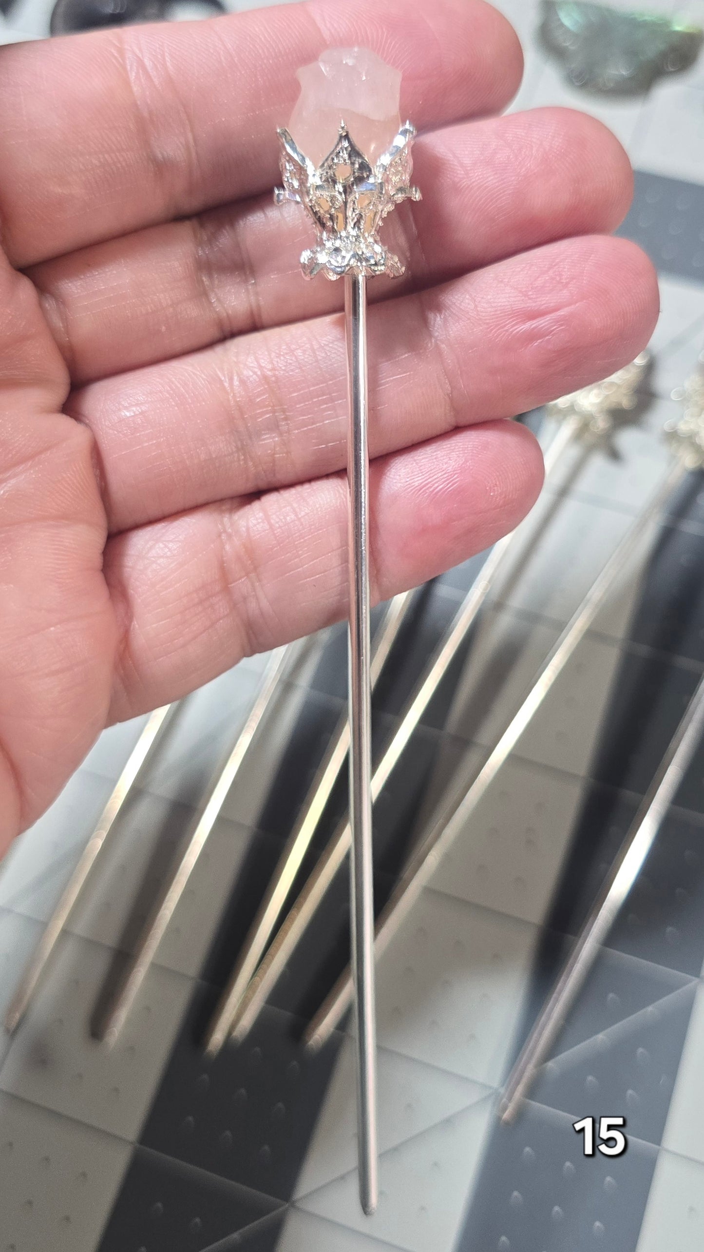#15 Rose Quartz Hairpin