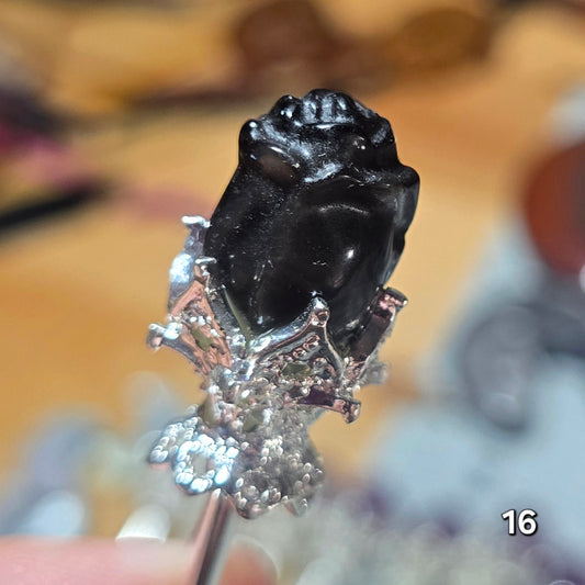 #16 Black Obsidian Hairpin