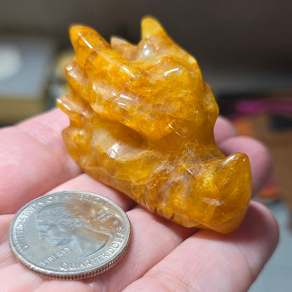 Golden Healer Quartz Dragon Head Carving