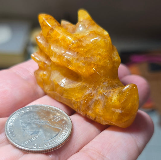 Golden Healer Quartz Dragon Head Carving