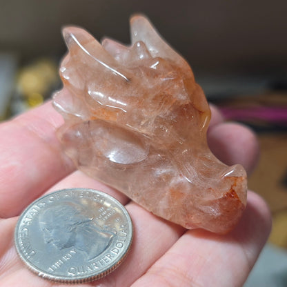 Fire Quartz Dragon Head Carving