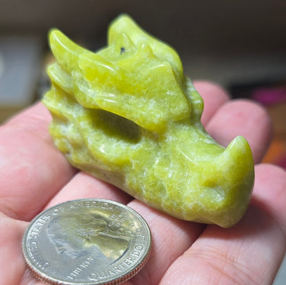 Lemon Jade Dragon Head Carving