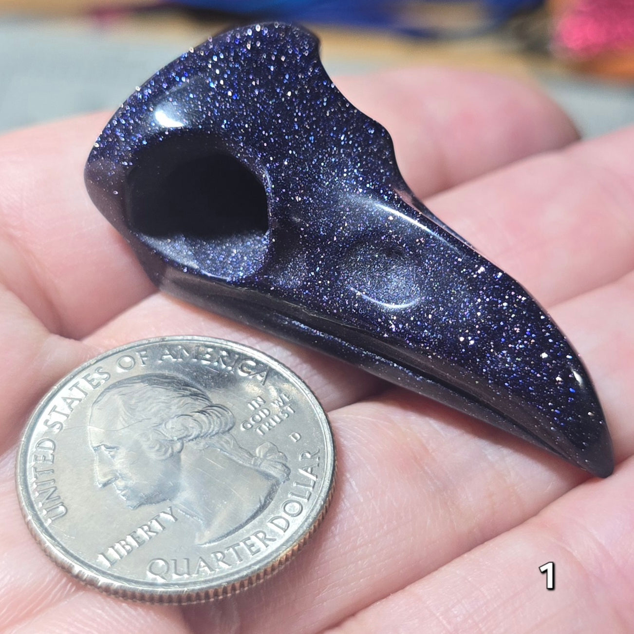 #1 Blue Sandstone Raven Skull