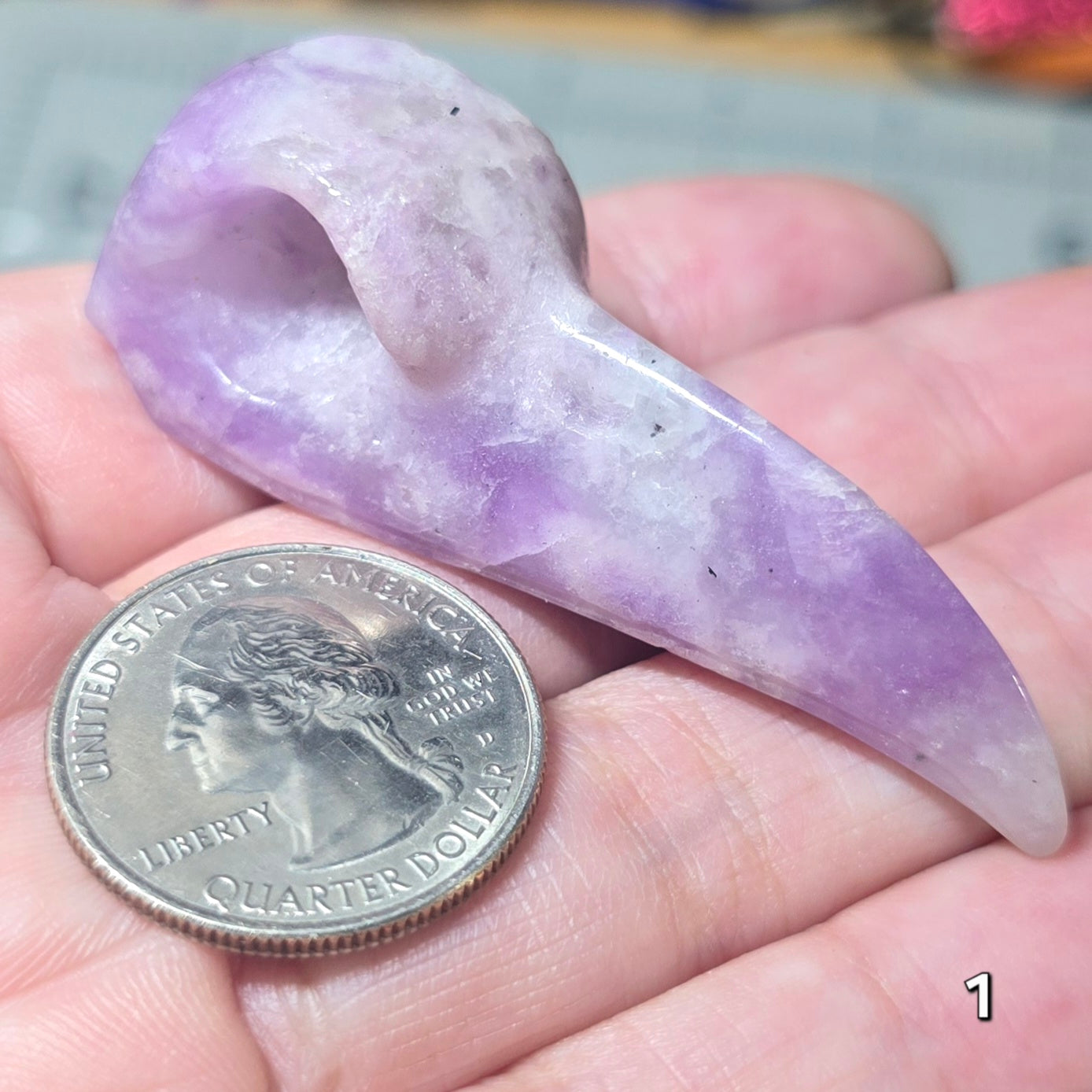 #1 Lepidolite Raven Skull