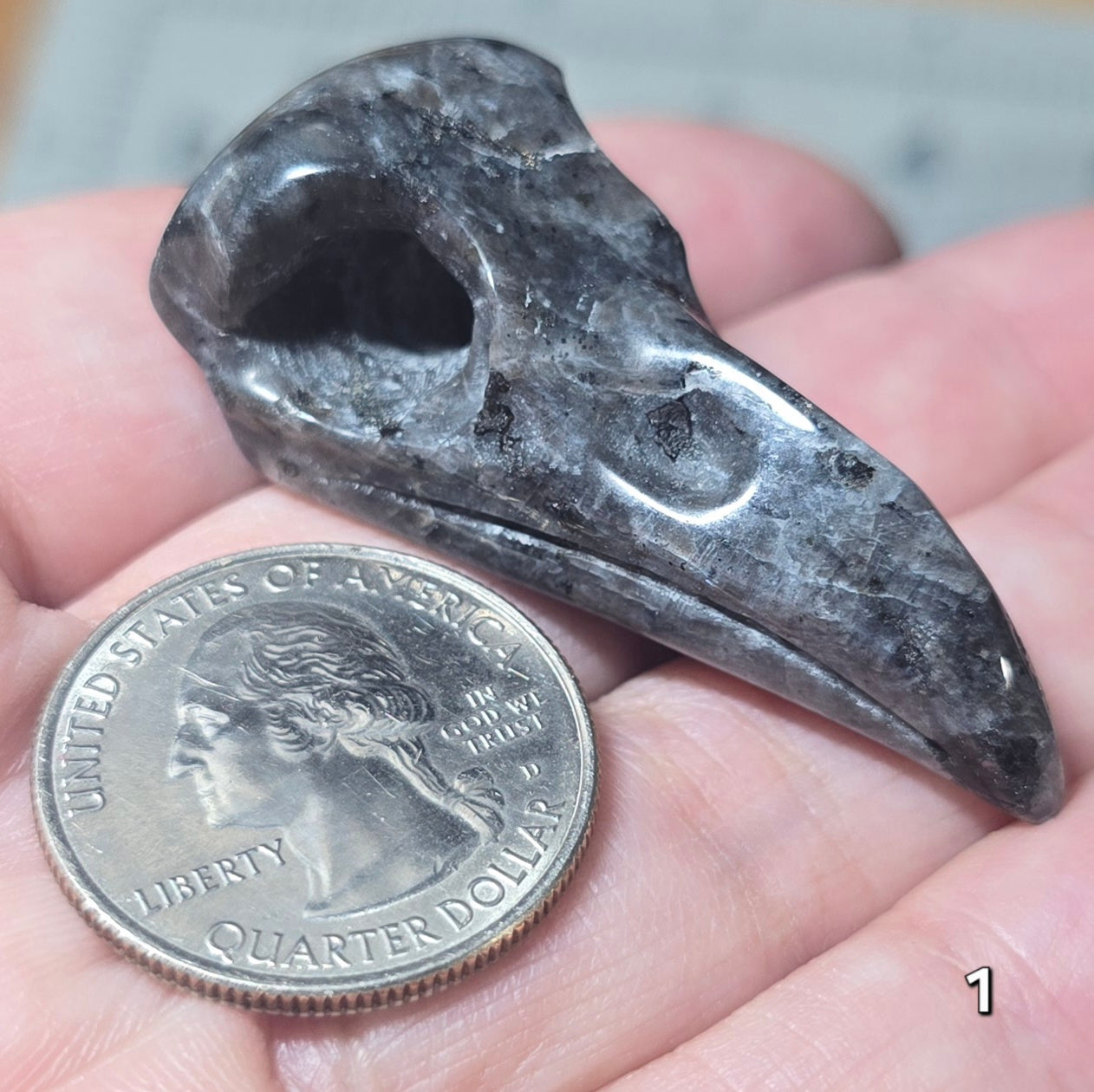 #1 Labradorite Raven Skull