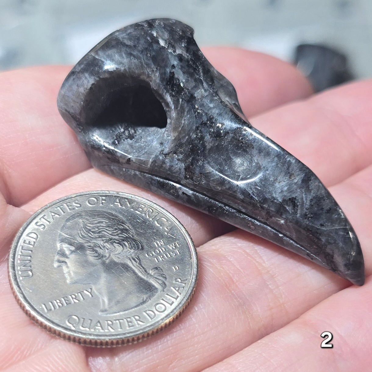 #2 Labradorite Raven Skull