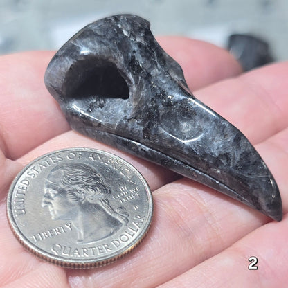 #2 Labradorite Raven Skull