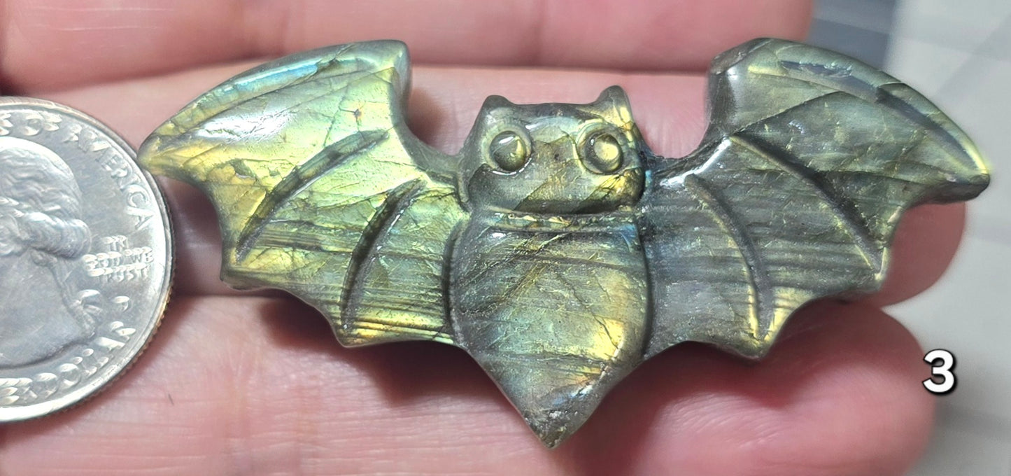 #3 Labradorite Bat Carving