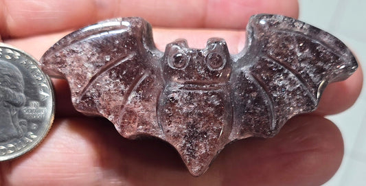 Strawberry Quartz Bat Carving