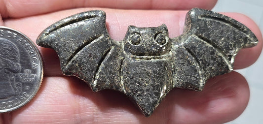 Gold Pyrite Bat Carving