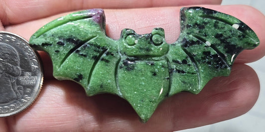Ruby Zoisite Bat Carving
