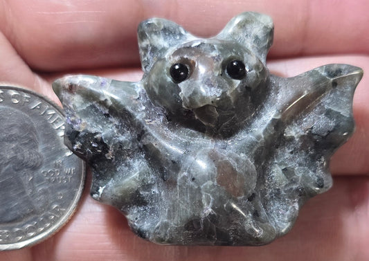 Larvikite Bat Carving - UV Reactive