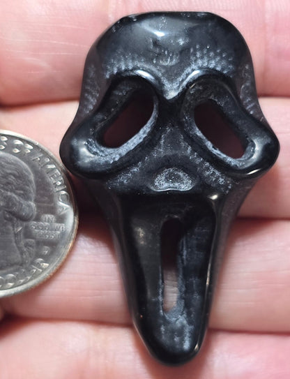 Black Obsidian Silent Scream Face Carving