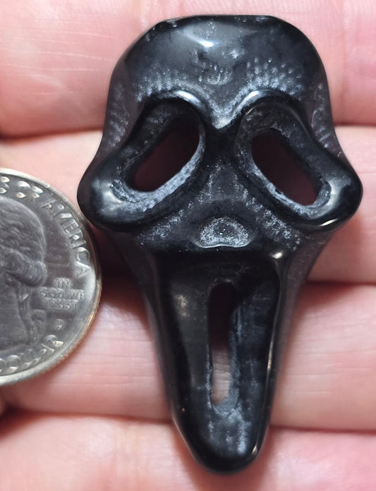 Black Obsidian Silent Scream Face Carving