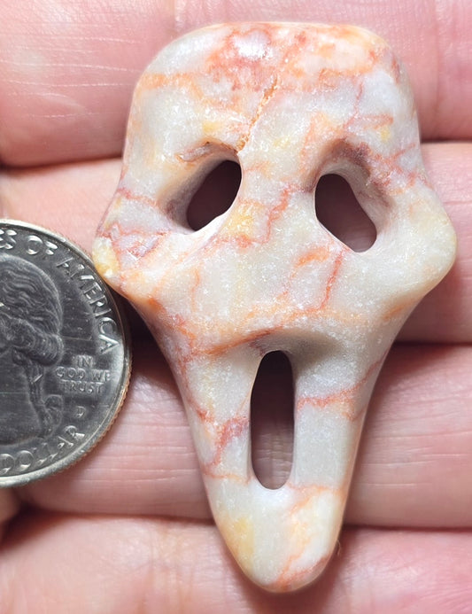 #1 Red Line Stone Silent Scream Face Carving